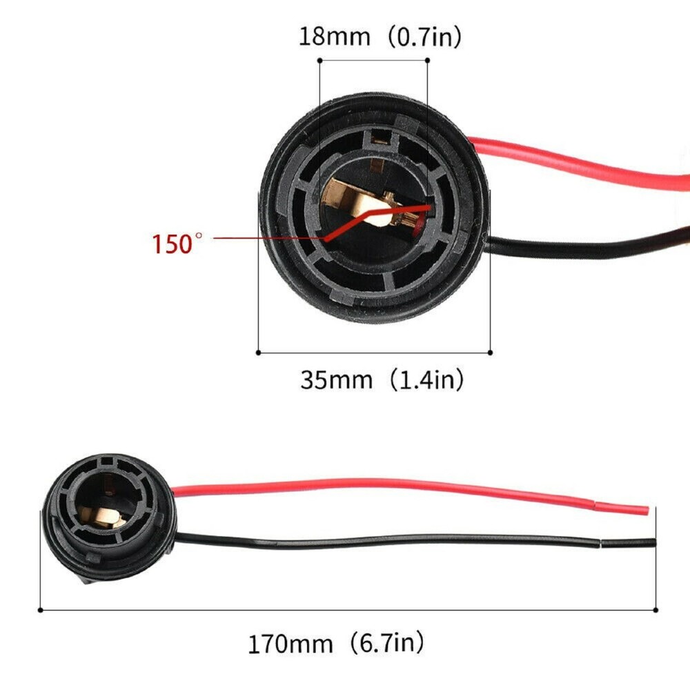 Universal Pigtail Wire Female Socket 1156 S Two Harness Back Up Reverse Lamp OE