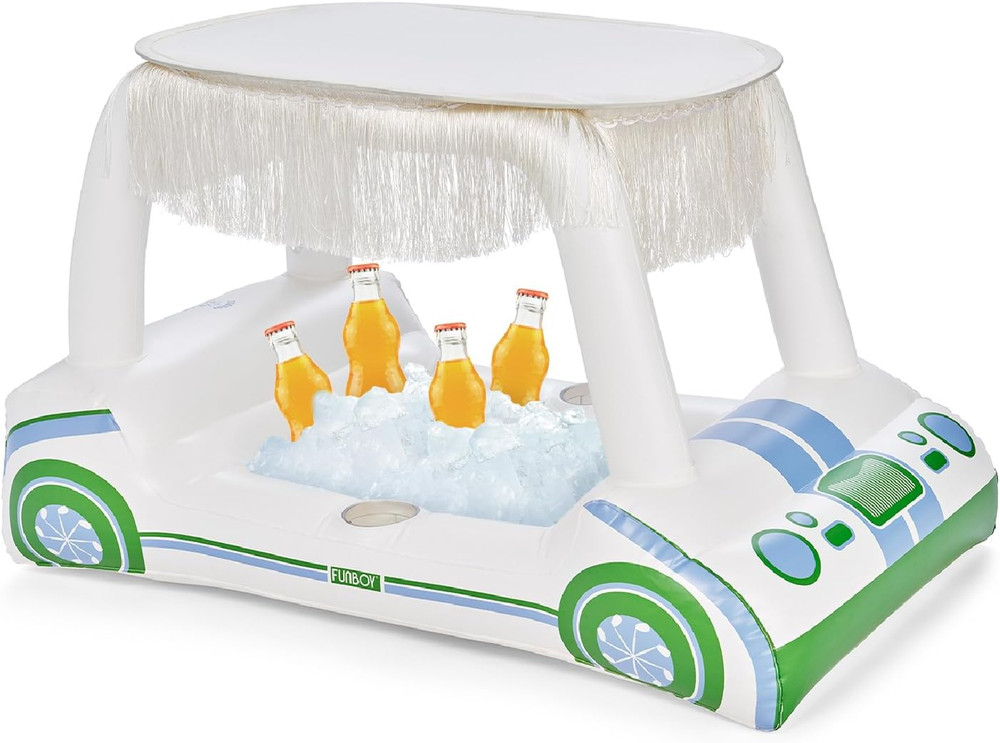 Inflatable Golf Cart Drink Cooler – Floating Pool Accessory with Cup Holders, De