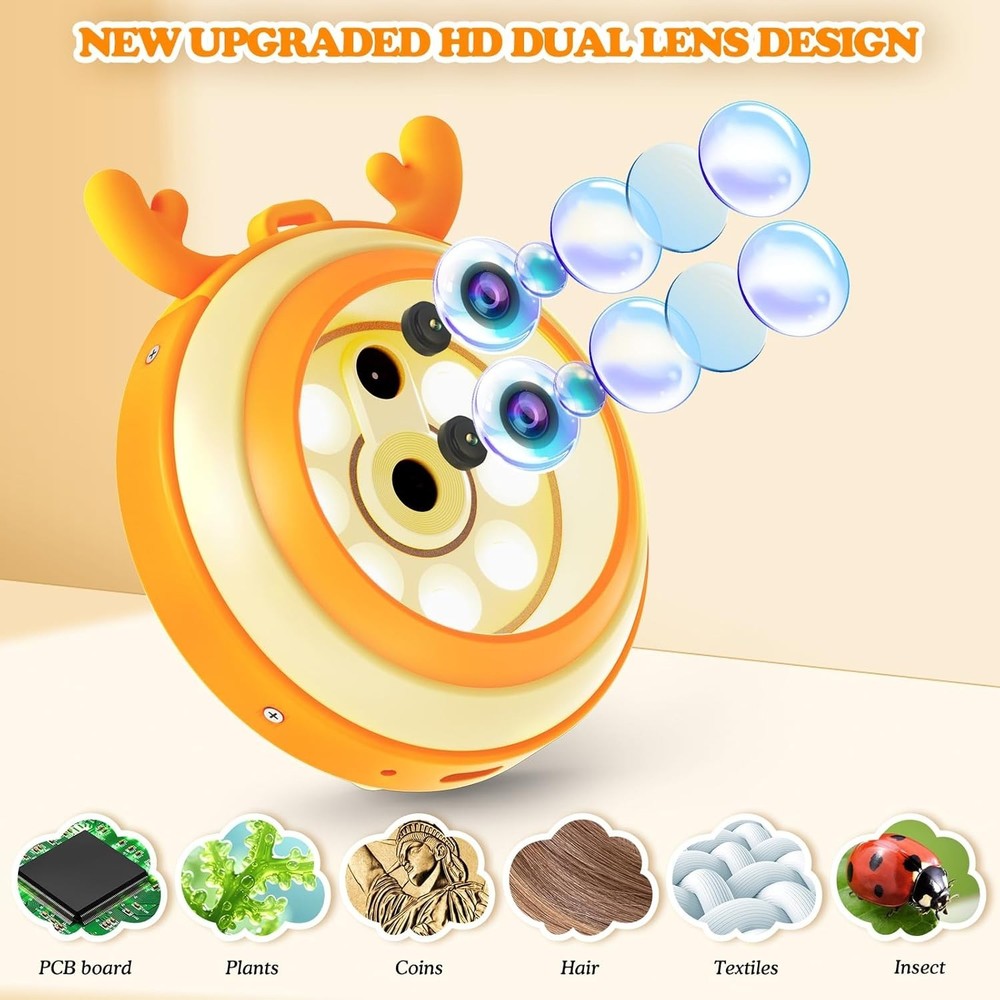 Kids Microscope and Camera, 1000X Magnification with 2.0" HD Screen, Portable...