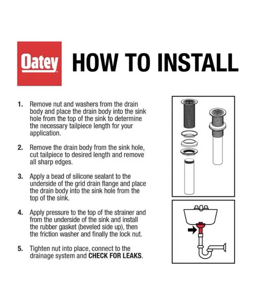 Oatey Designline Chrome-Plated Brass Grid Drain without Overflow