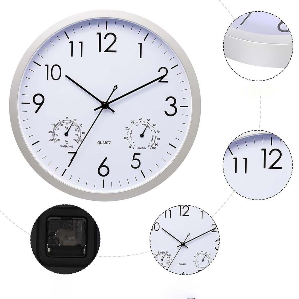 Hygrometer Home Decor Clock Integrated Thermometer Large Diameter Display