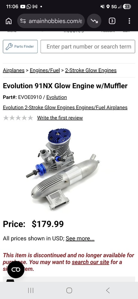 Dynamite .28 (Used)+ Evolution .91 Airplane Engine (Unused)