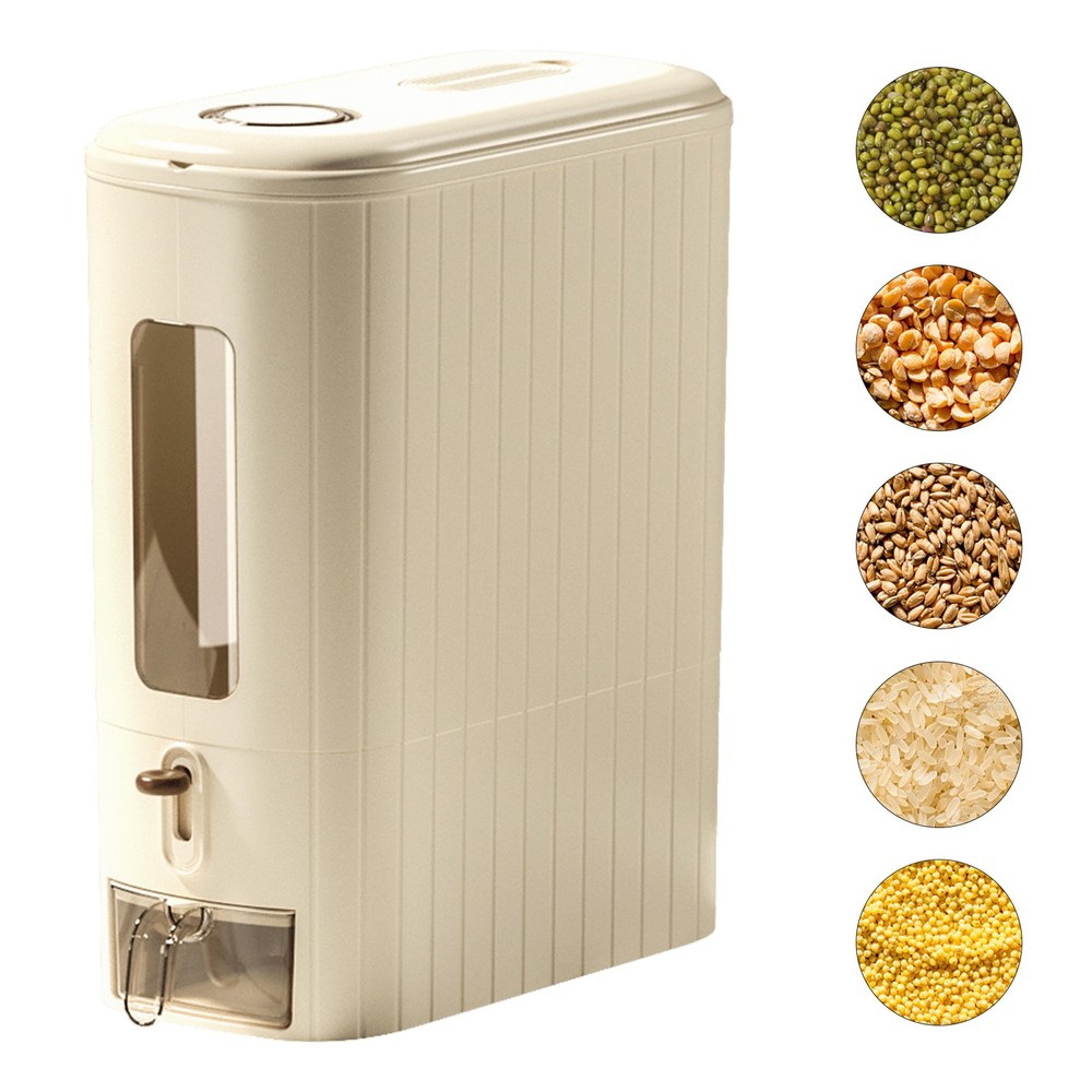 Rice Dispenser w/ Measuring Cup Cereal Storage Container Sealed Moisture Proof