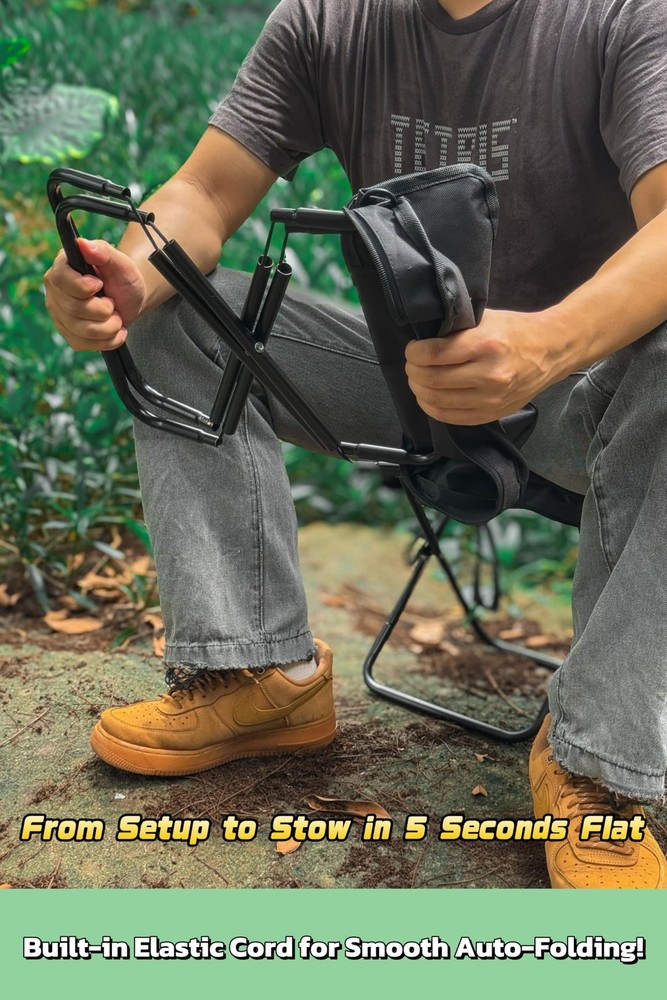 Compact Foldable Stool with Shoulder Strap, Heavy Duty 350lbs Support, Lightw...