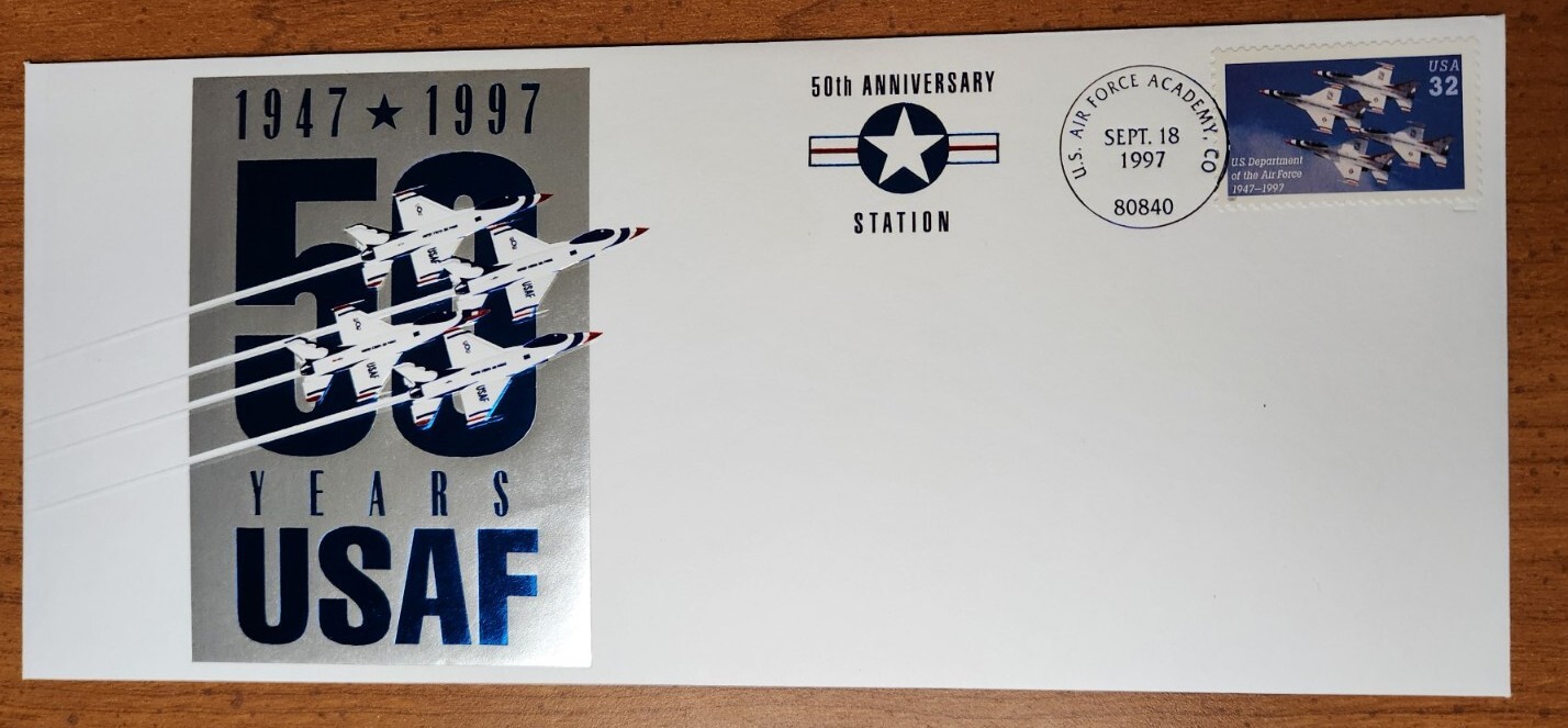AIR FORCE THUNDERBIRD 50TH ANNIVERSARY POSTMARK CACHET COLLECTIBLE ENVELOPE