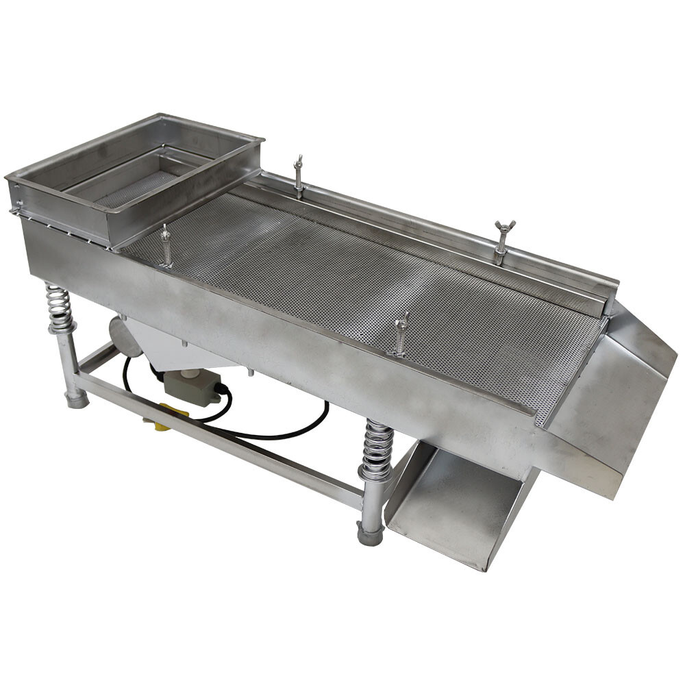 220V Stainless Steel Linear Vibrating Screen Sieve w/2mm Screen Single Layer