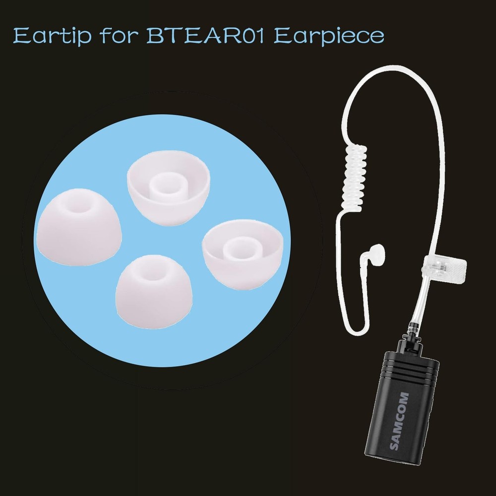 SAMCOM Silicone Replacement Earbud Ear Tips for BTEAR01 BTEAR02 Tranparent