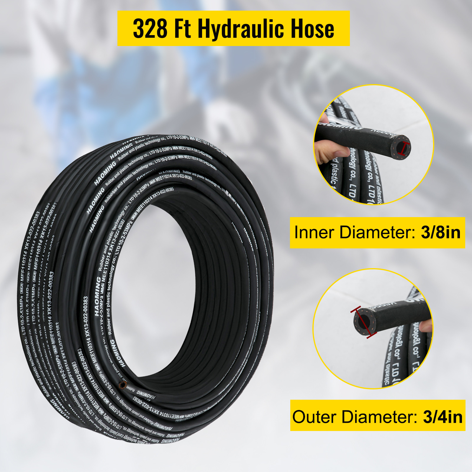 Hydraulic Hose 3/8" Hydraulic Oil Hoses 328 Feet Maximum Pressure 5000 PSI