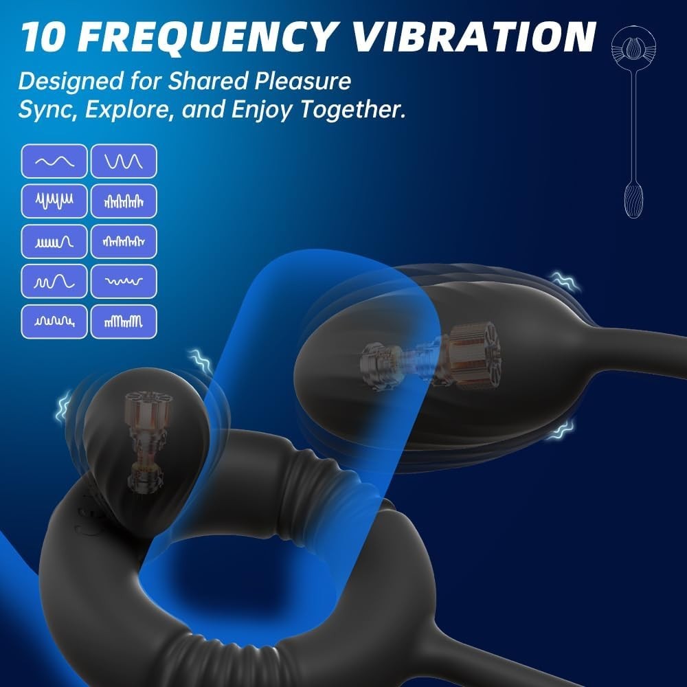 Remote Control Vibrating Cock Ring Prostate Massager Anal Plug 10 Modes Silicone