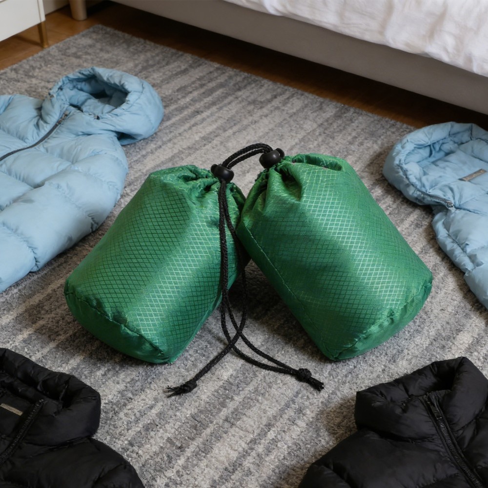 2 Pcs Camping Gear Bags Storage for down Jackets Drawstring Stuff Sack