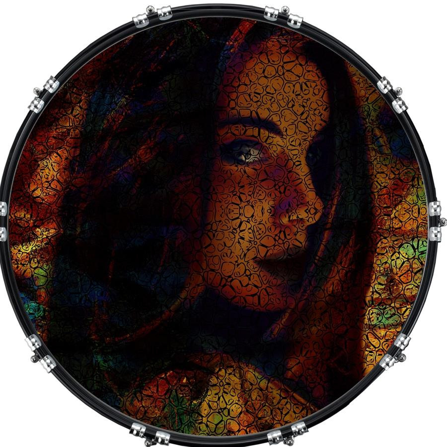 20" Custom Bass Kick Drum Front Head Graphic Graphical Abstract Face