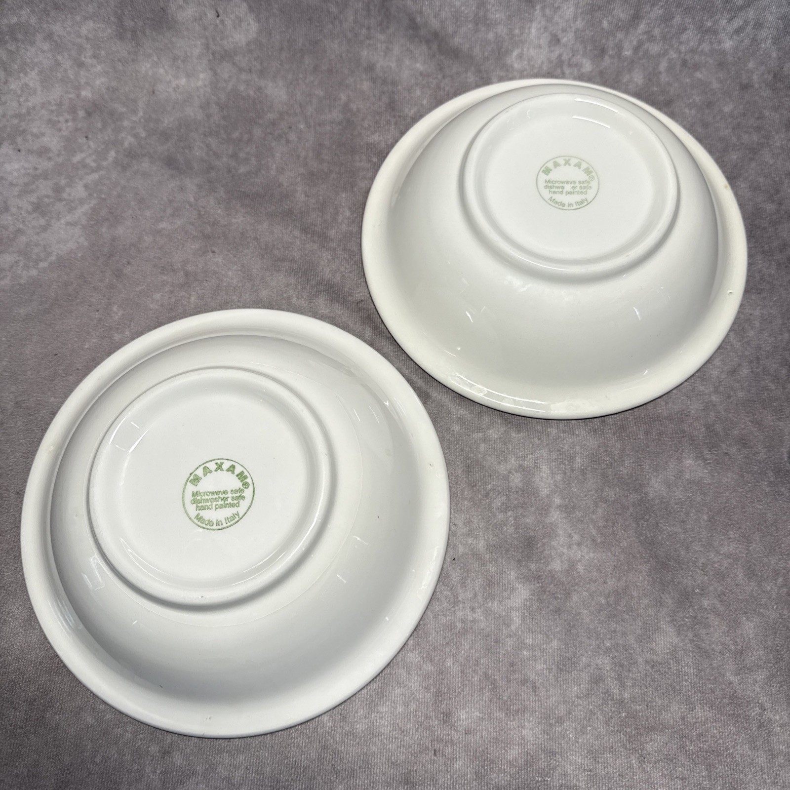 2 Maxam 8" Hand-Painted Striped Bowls Made in Italy Microwave Dishwasher Safe