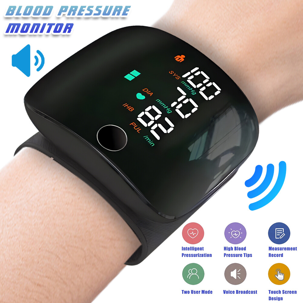 Wrist Blood Pressure Monitor Automatic BP Machine Digital Cuff Heart Rate LCD