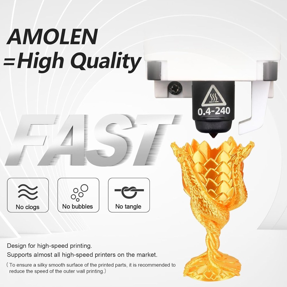 1.75mm Silk PLA Filament Bundle - 4 Spools Gold, Silver, Bronze, Copper