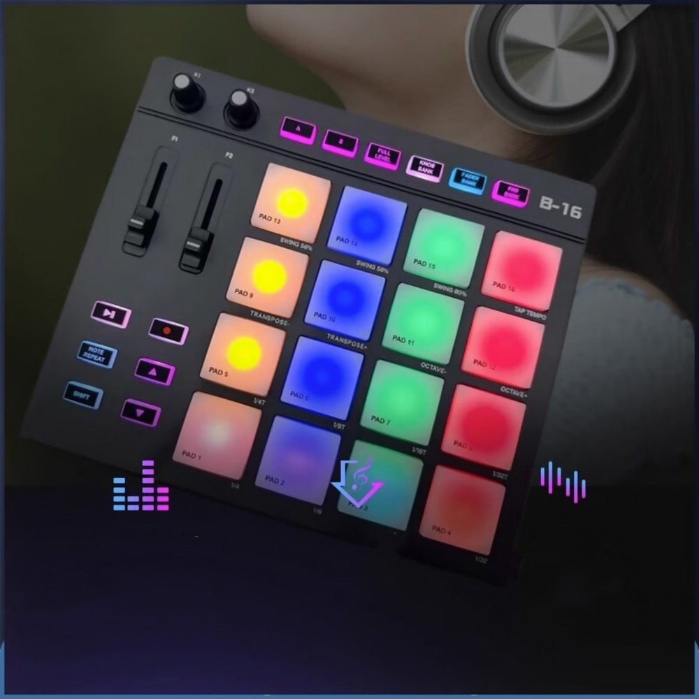 16 MIDI Pad Controller Beat Maker Machine for Finger Drumming Music Making