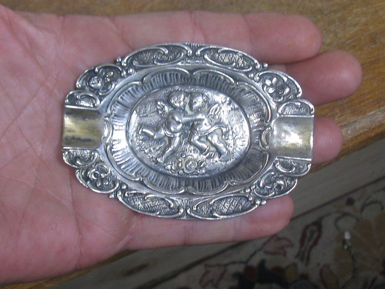 German 800 post 1886 silver coin or ashtray cupid or angels