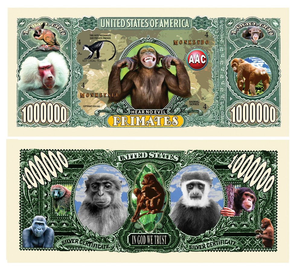 Pack of 250 - Monkey Million Dollar Novelty Bill Collectible - Fun Gift