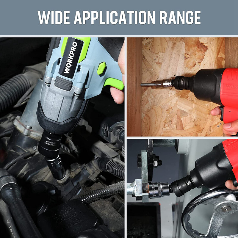 WORKPRO Impact Universal Joint Sets 3PCS 1/2" 3/8" 1/4" Dr Swivel Socket Adapter