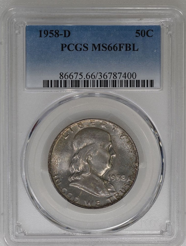 1958 D Franklin Half Dollar PCGS MS 66 FBL