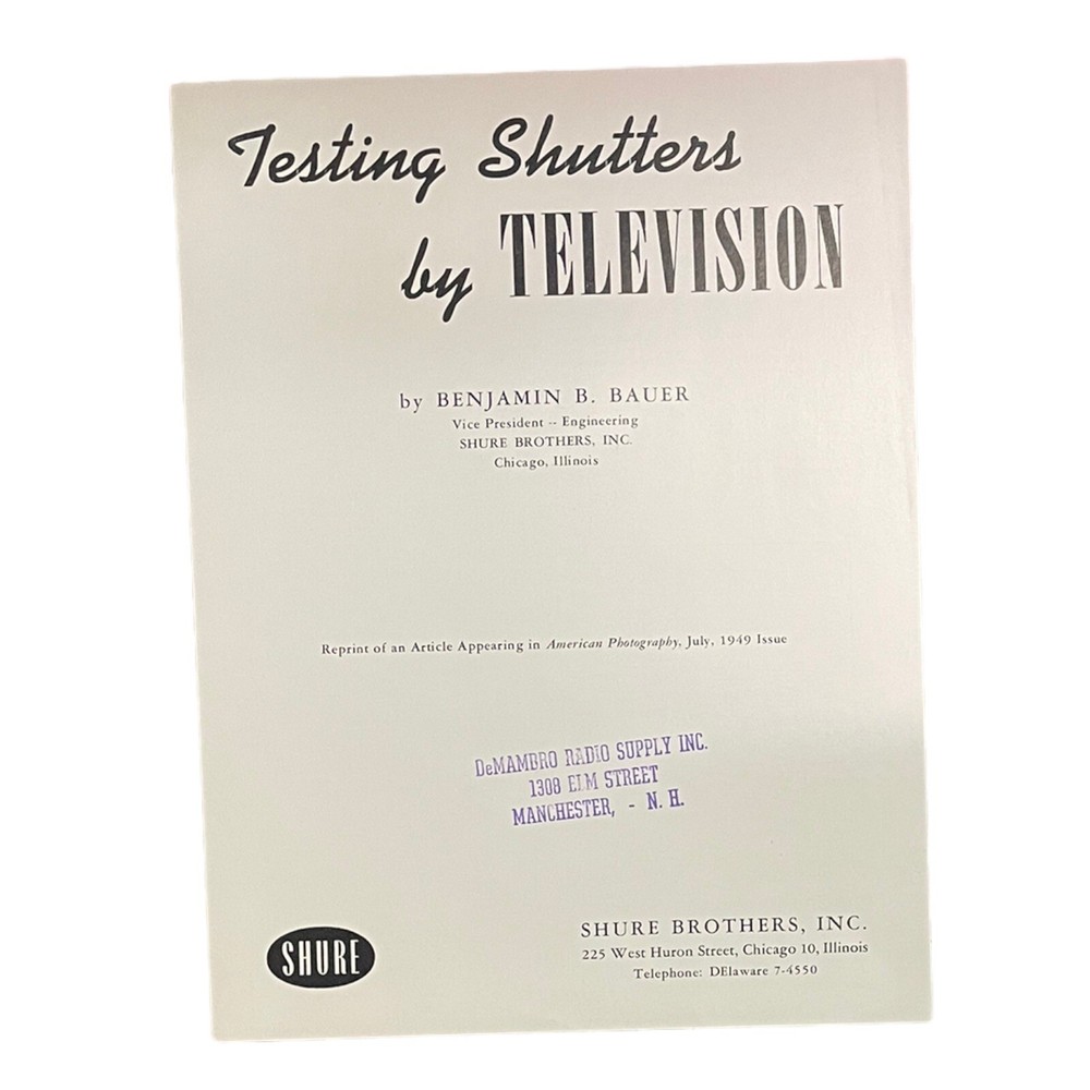 Testing Shutters by Television Printed Article Shure Brothers by Benjamin Bauer
