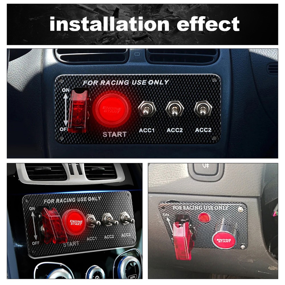 Racing Car Carbon Ignition Button Panel Engine Start Push Carbon Fiber Switch