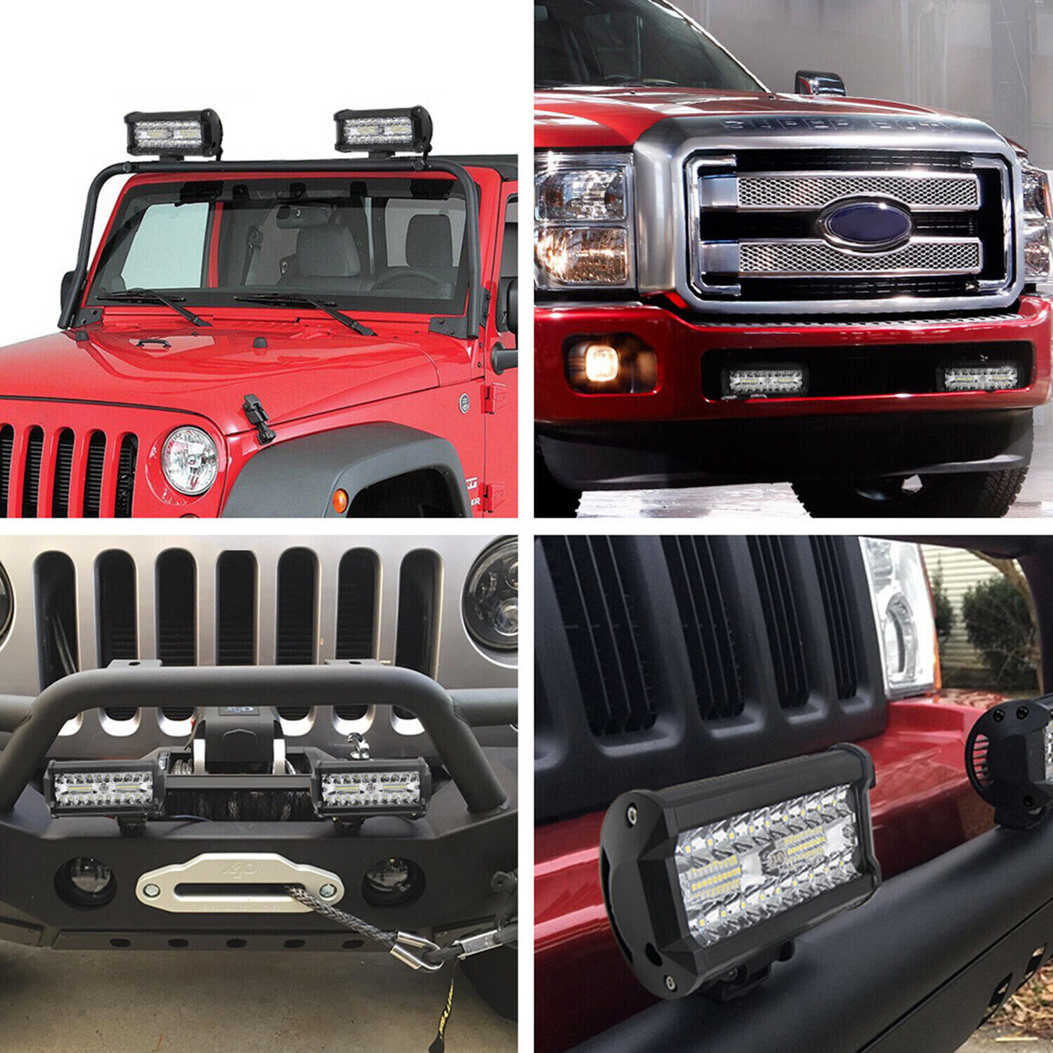 2PCS 6inch LED Work Light Bar Flood Spot For Boat Fishing Boating Night Fog Lamp