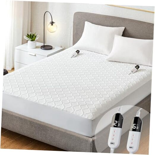 Heated Mattress Pad – Oversized Dual Control Electric California King White