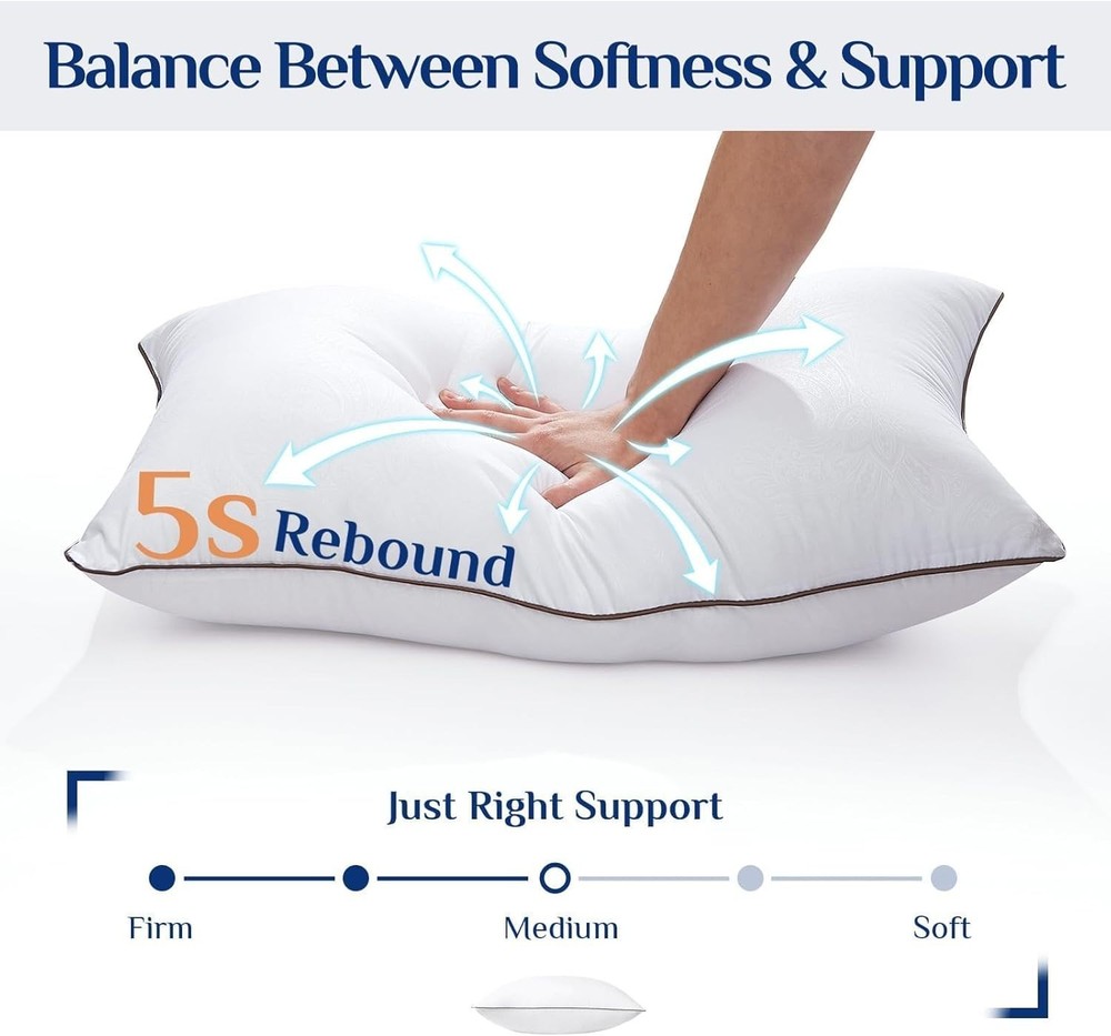 Queen Size Soft Support Pillow with Durable Microfiber Cover for Restful Sleep