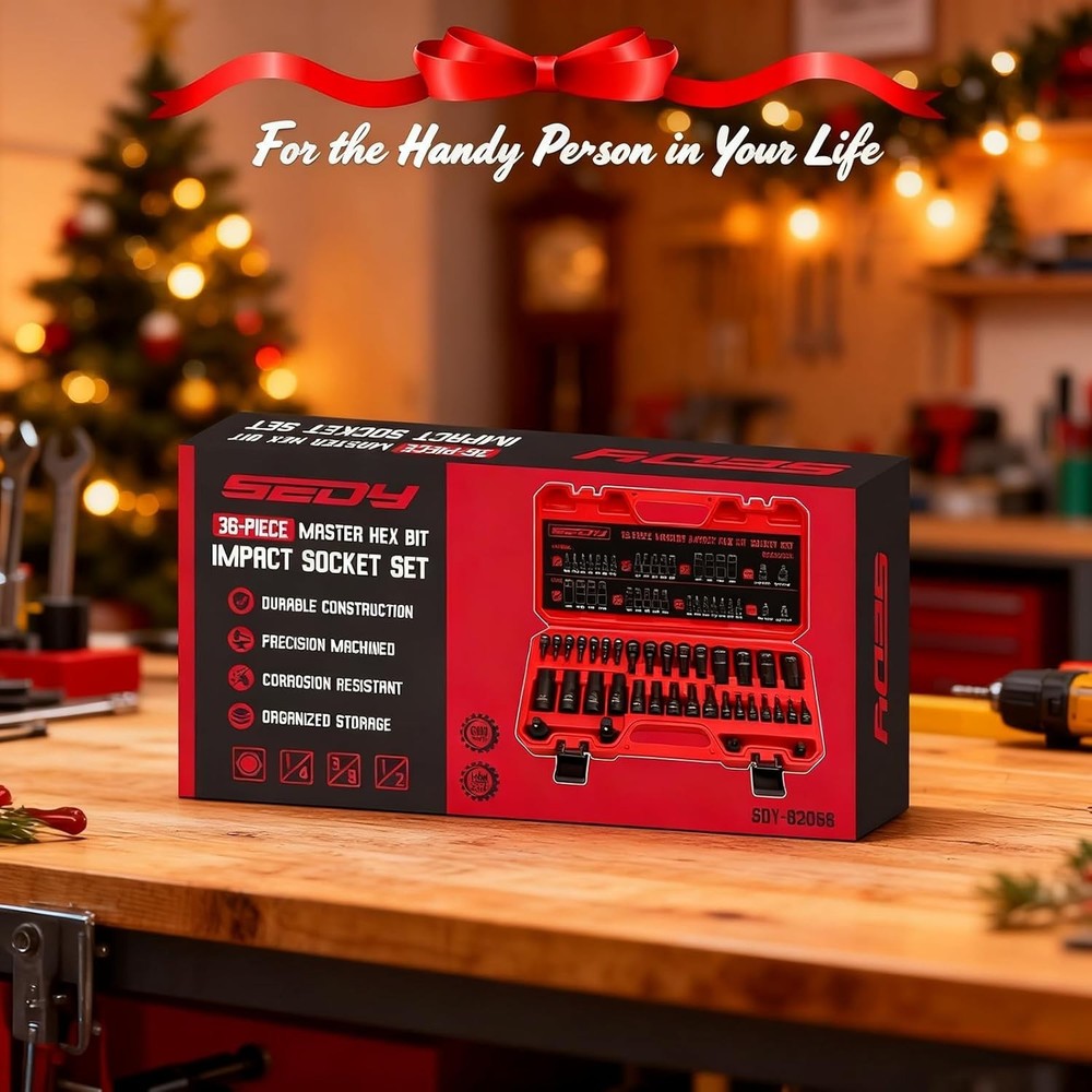 Durable 36-Piece Allen Impact Socket Set - Complete with Storage Case & Adapters