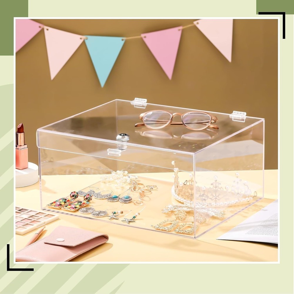 Clear Acrylic Locking Display Case with Keys Large Medication Lock Box Snack ...