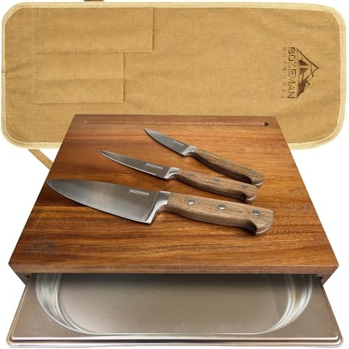 Camping Cutting Board Set — Camping Kitchen Essentials, Camp Knife Set —
