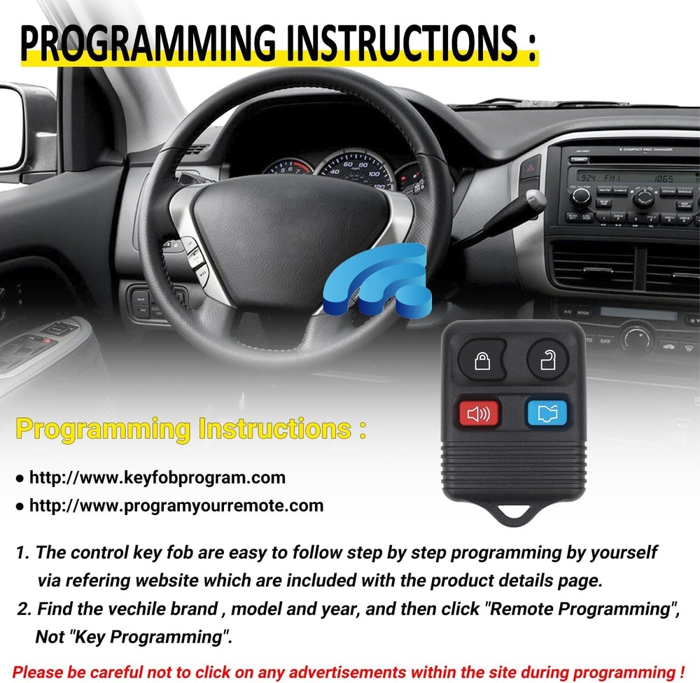 Keyless Entry Remote Key Fob Compatible with Ford Escape Explorer Expedition