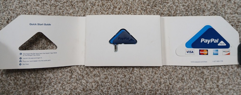 PayPal Here Triangular Aux Port Headphone Jack Credit Card Reader Original Box