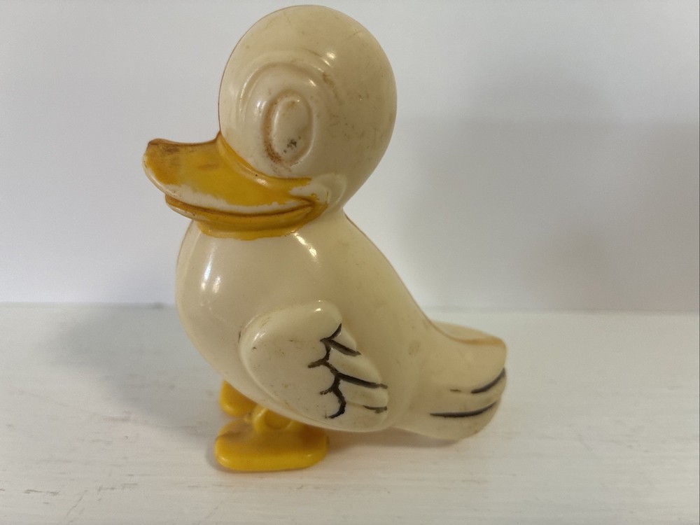 Antique Plastic Self Gravity Walking And Pull Toy Duck 1950's