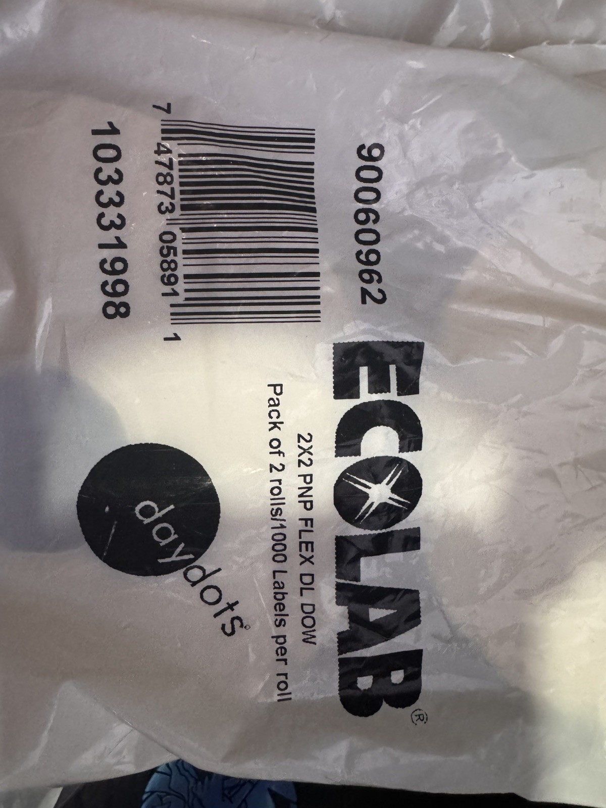 ECOLAB 2"x2" Prep-n-Print Flex Duralabel DOW