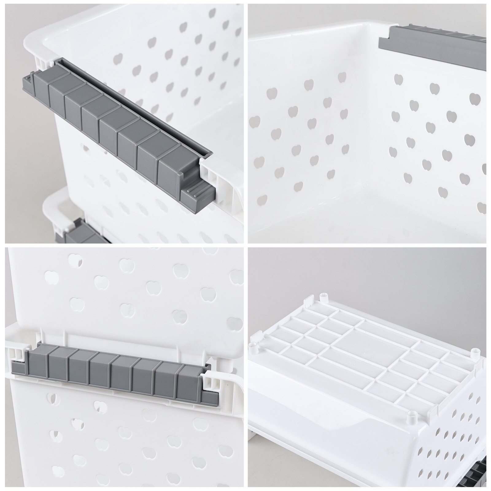 Cand Stackable Plastic Bins - 4 Packs White Large Plastic Stackable Storage Bins