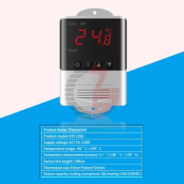 DTC1200 Digital Intelligent Temperature Controller AC 110V-230V w/ Sensor Probe