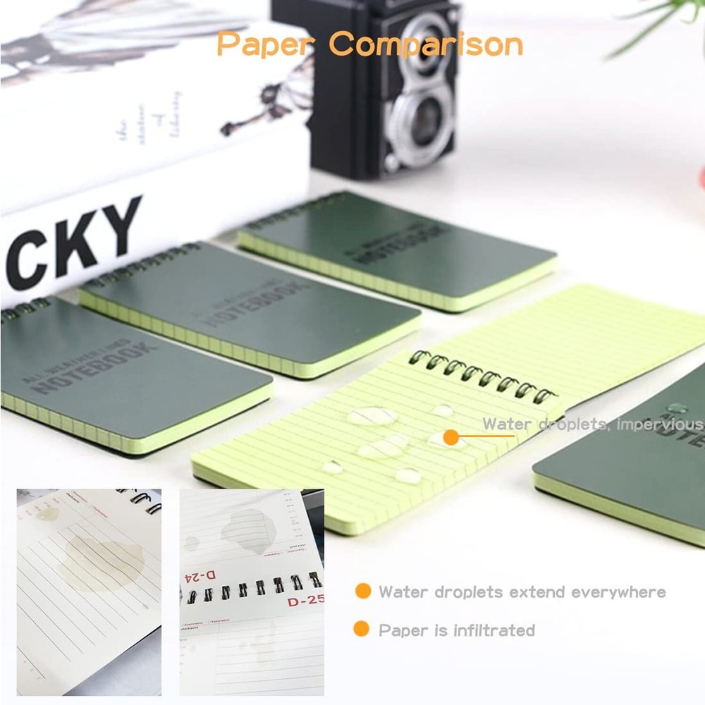 10 Pack All Weather Shower Waterproof Notebook, Pocket Size Tactical Notepad ...
