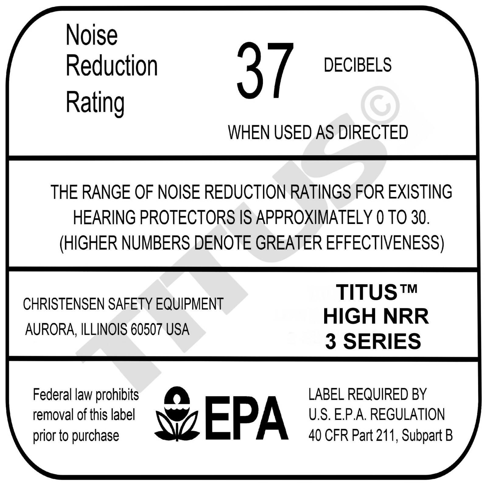 TITUS PREMIUM 37 NRR EARMUFFS HEARING PROTECTION NOISE REDUCTION w/ CASE USA