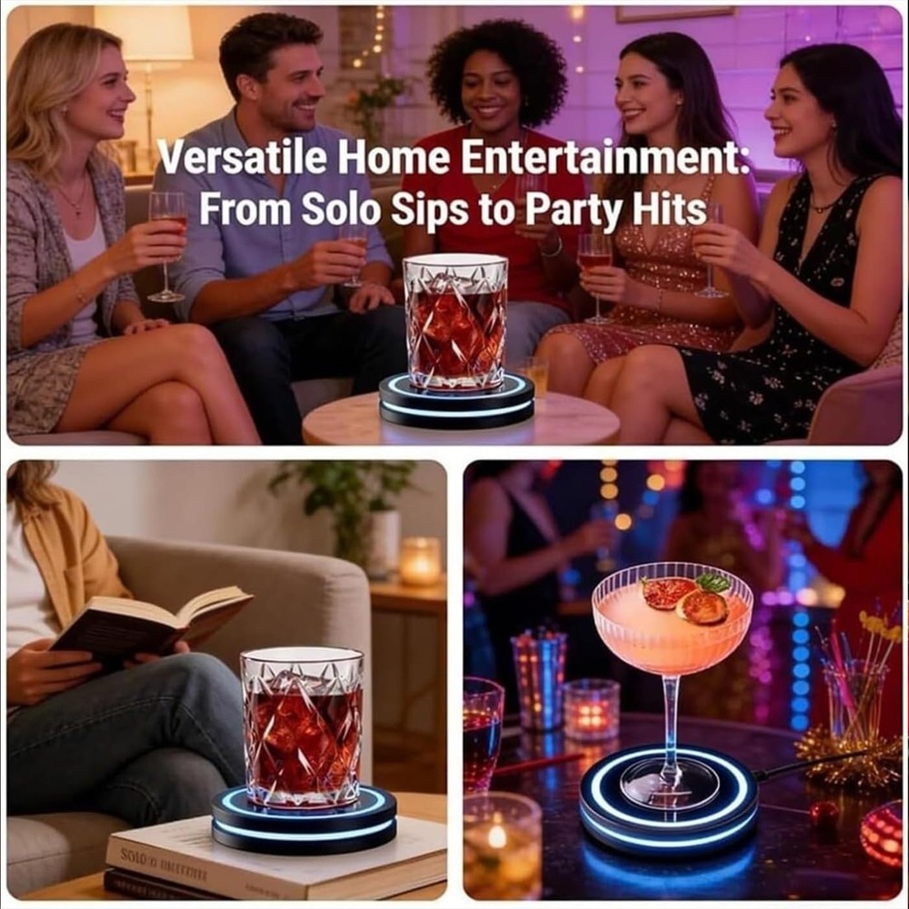 Cocktail Coaster Interactive Lighting Easy to Clean & Carry