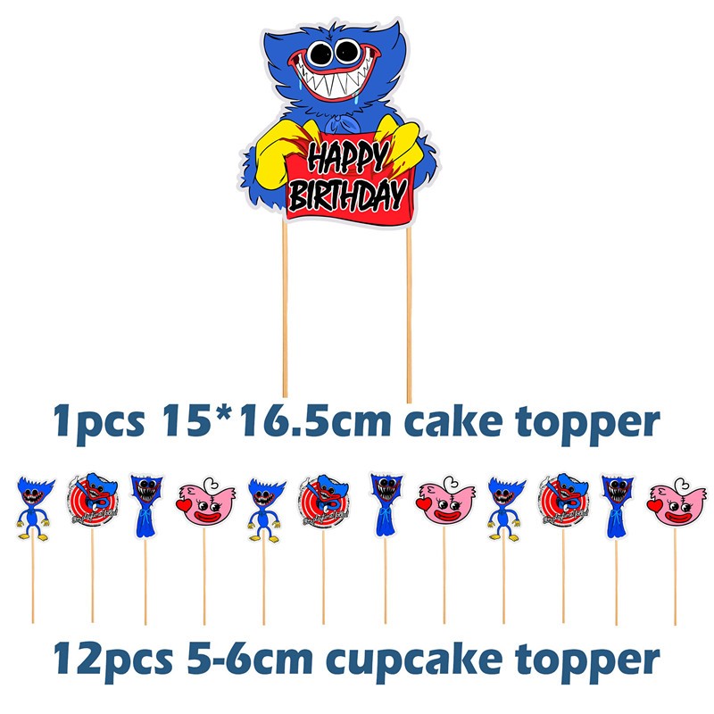 Poppy Playtime Huggy Wuggy Birthday Party Decorations Banner Balloon Cake Topper