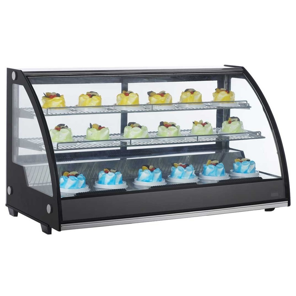 48” Refrigerated Countertop Display Case, Back Mounted Compressor, Black