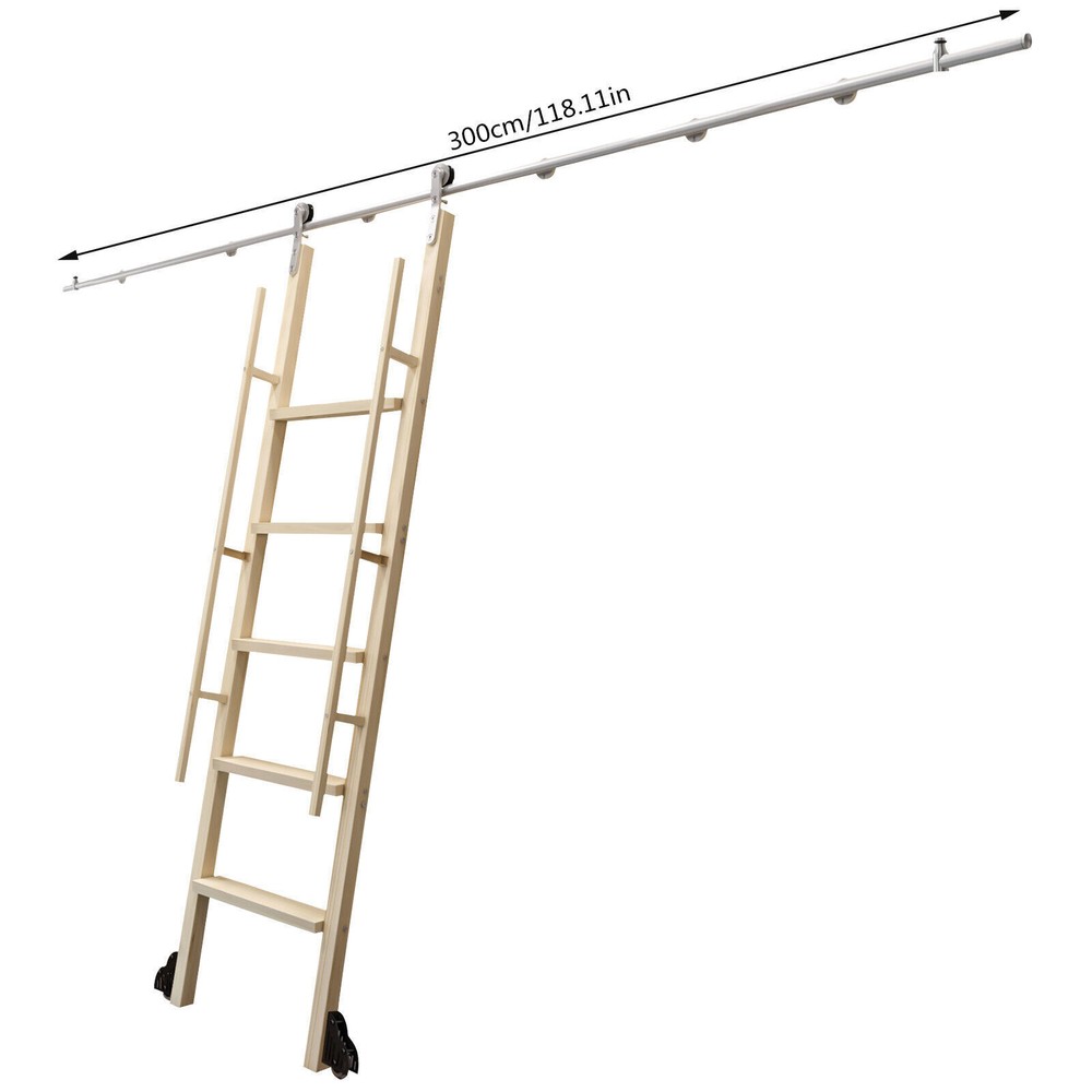 3m/10ft Sliding Rolling Library Ladder Track Mobile Slide Hardware Kit Heavy