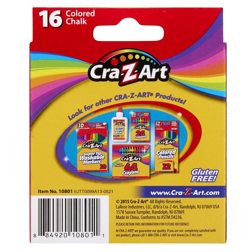 Colored Chalk, 16 Count (10801-48) , Assorted