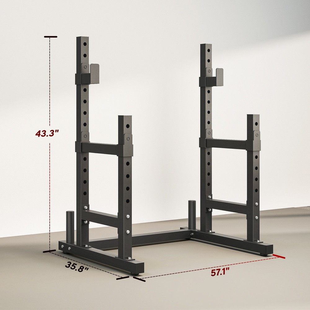 Adjustable Squat Rack, 660lbs Multi-Functional Bench Press Rack, Black