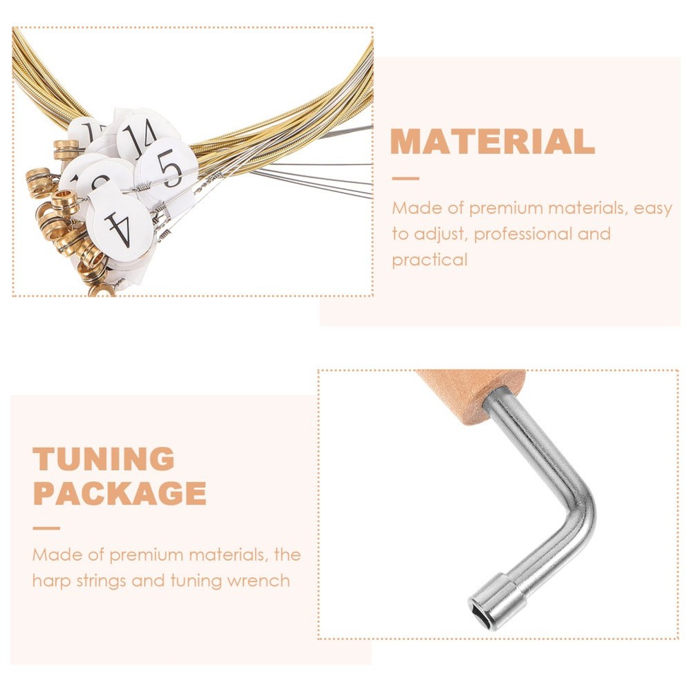 1Set Lyre Strings Kit Includes Metal Strings And Tuning Wrench For Harp