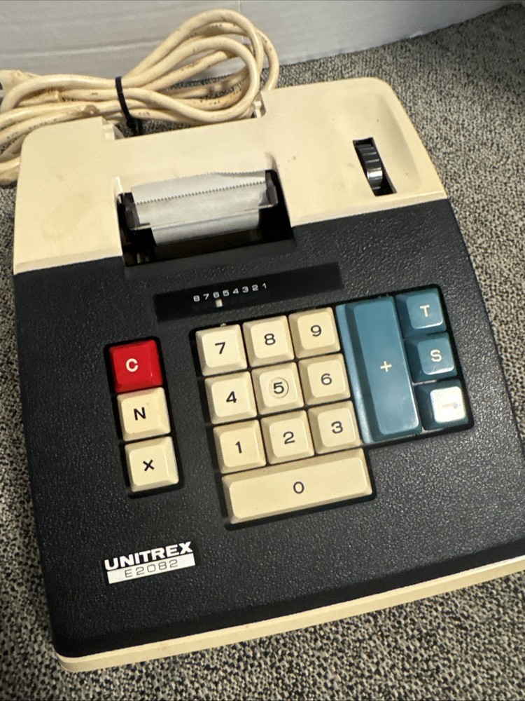 Unitrex Eiko Electric E2082 ● 10 Key Adding Machine Printer 1970s Vintage Retro