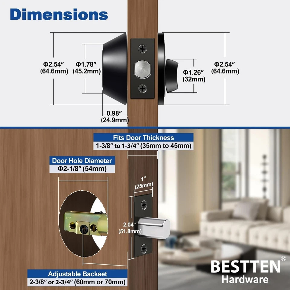 3 Pack Keyed Alike Deadbolt, Single Cylinder Entry Door Lock with Same Key, 9