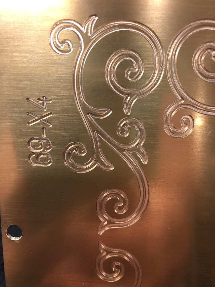 LARGE FLOURISH SCROLL WORK SOLID BRASS ENGRAVING PLATE FOR NEW HERMES FONT TRAY