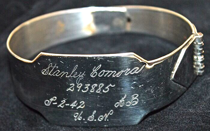 Unique WWII USN ID Bracelet of Chief Petty Officer 2nd Class Stanley Comora